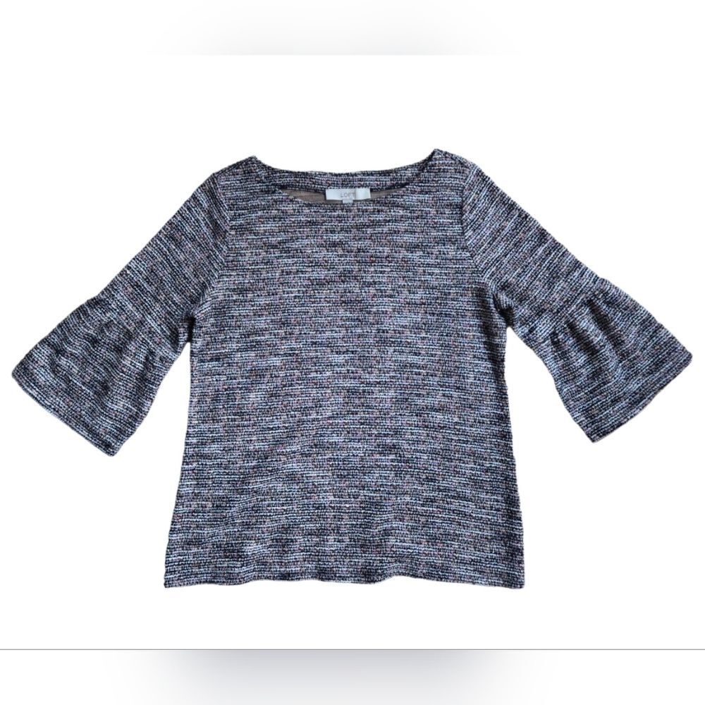Ann Taylor Loft Tweed Bell Sleeve Top Womens Size Medium